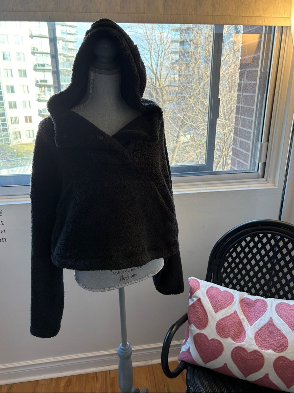 Lole Black Hooded Plush Teddy Jacket